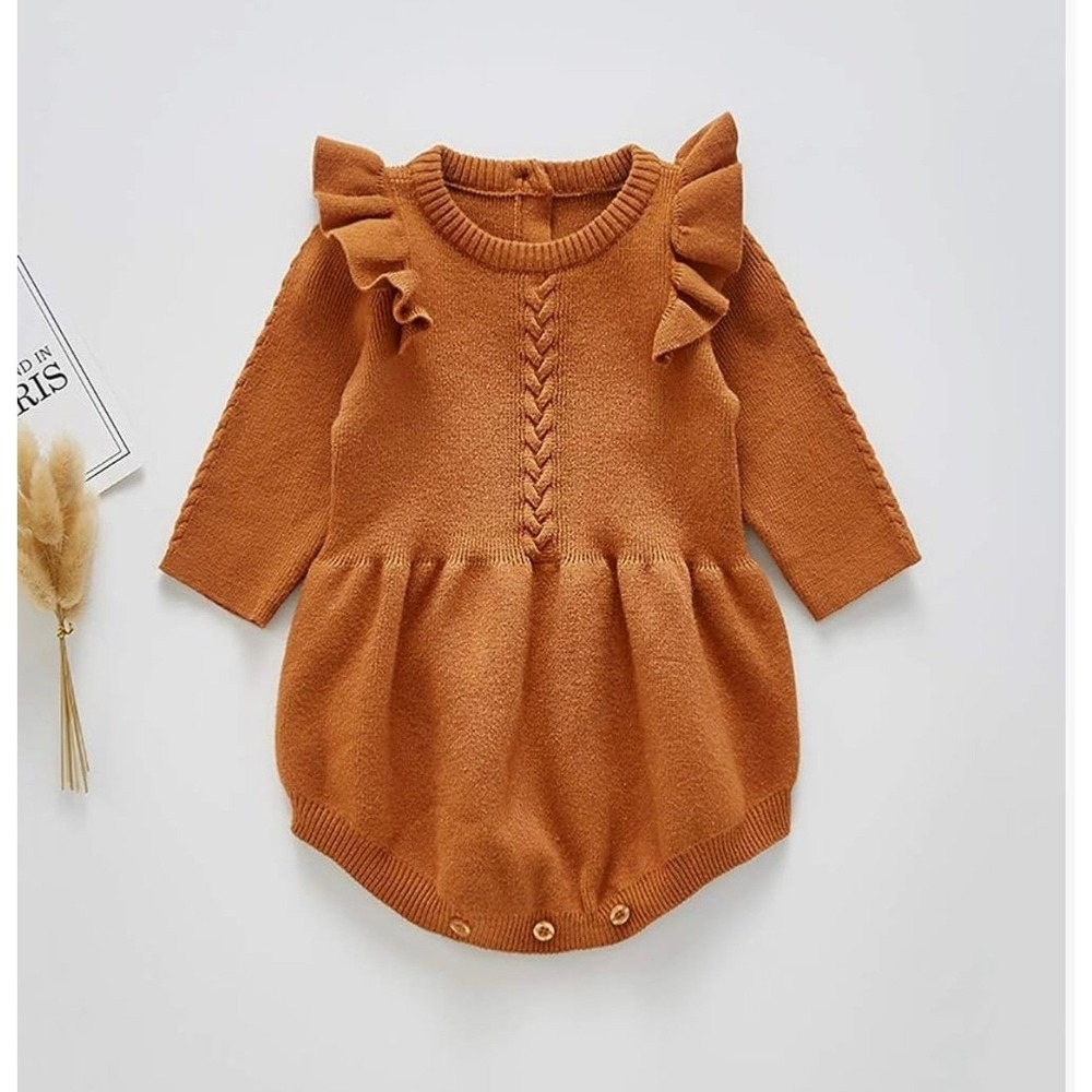 NEW Baby Girl Brown Sweater One Piece Outfit - Size 18-24 Months